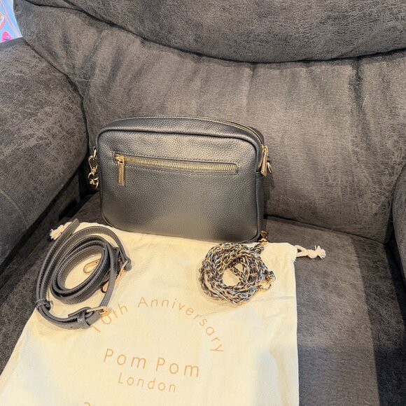 Pom Pom London City Bag in Metallic Pewter - Picture 2 of 3